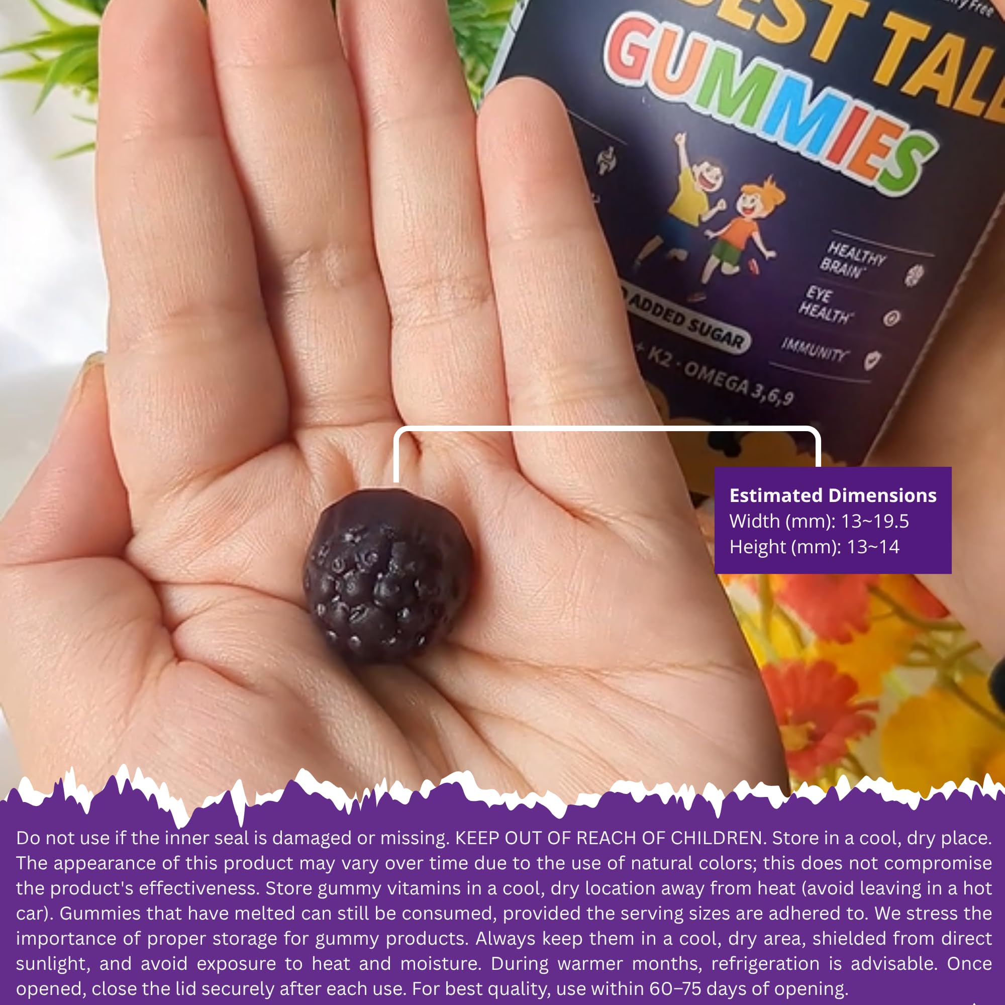 NuBest Tall Gummies ingredients visual highlights 20+ nutrients
