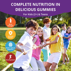 NuBest Tall Gummies mixed berry chews highlighting tasty no added sugar nutrition for kids