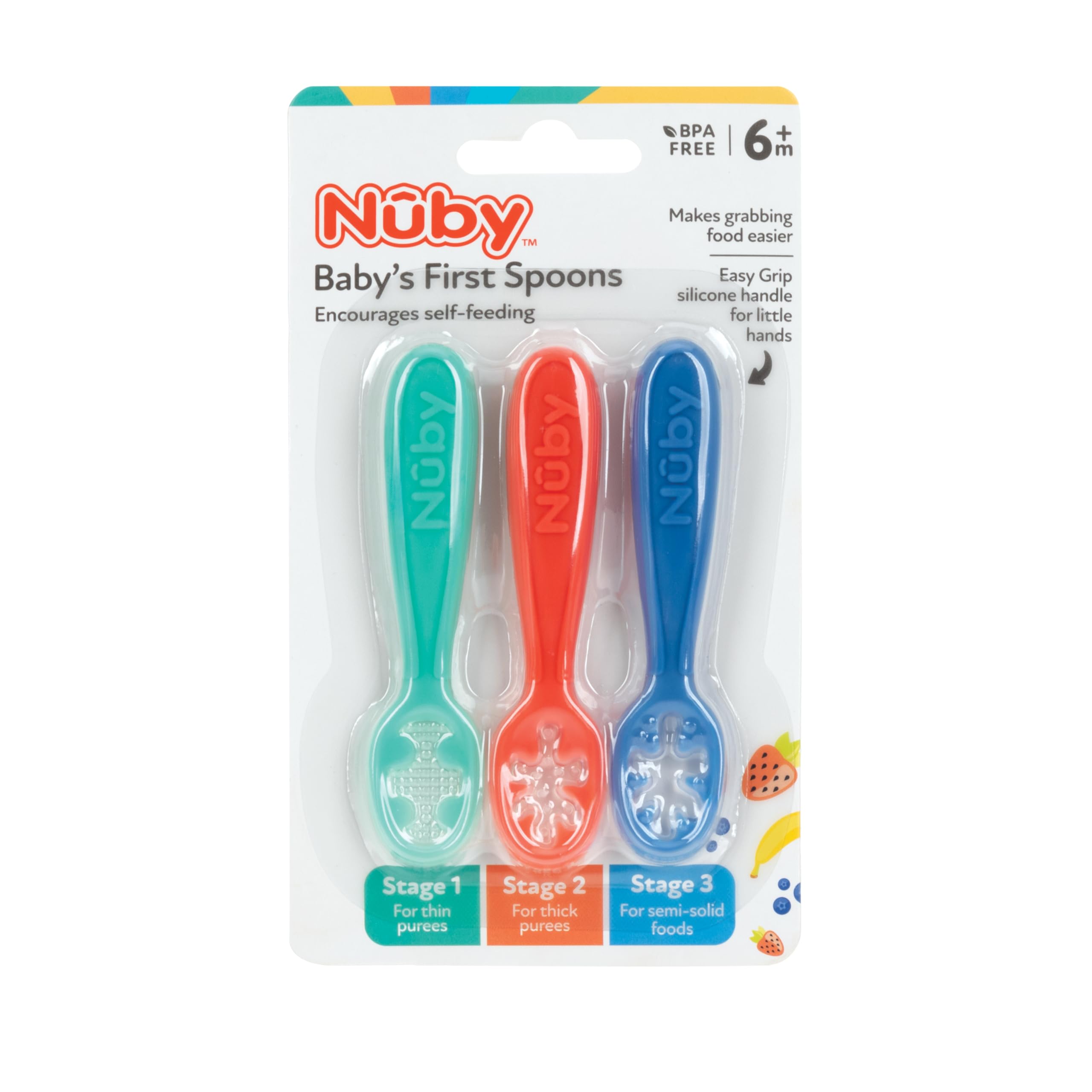 Nuby Baby's First Spoons versatile set meets growing feeding needs.
