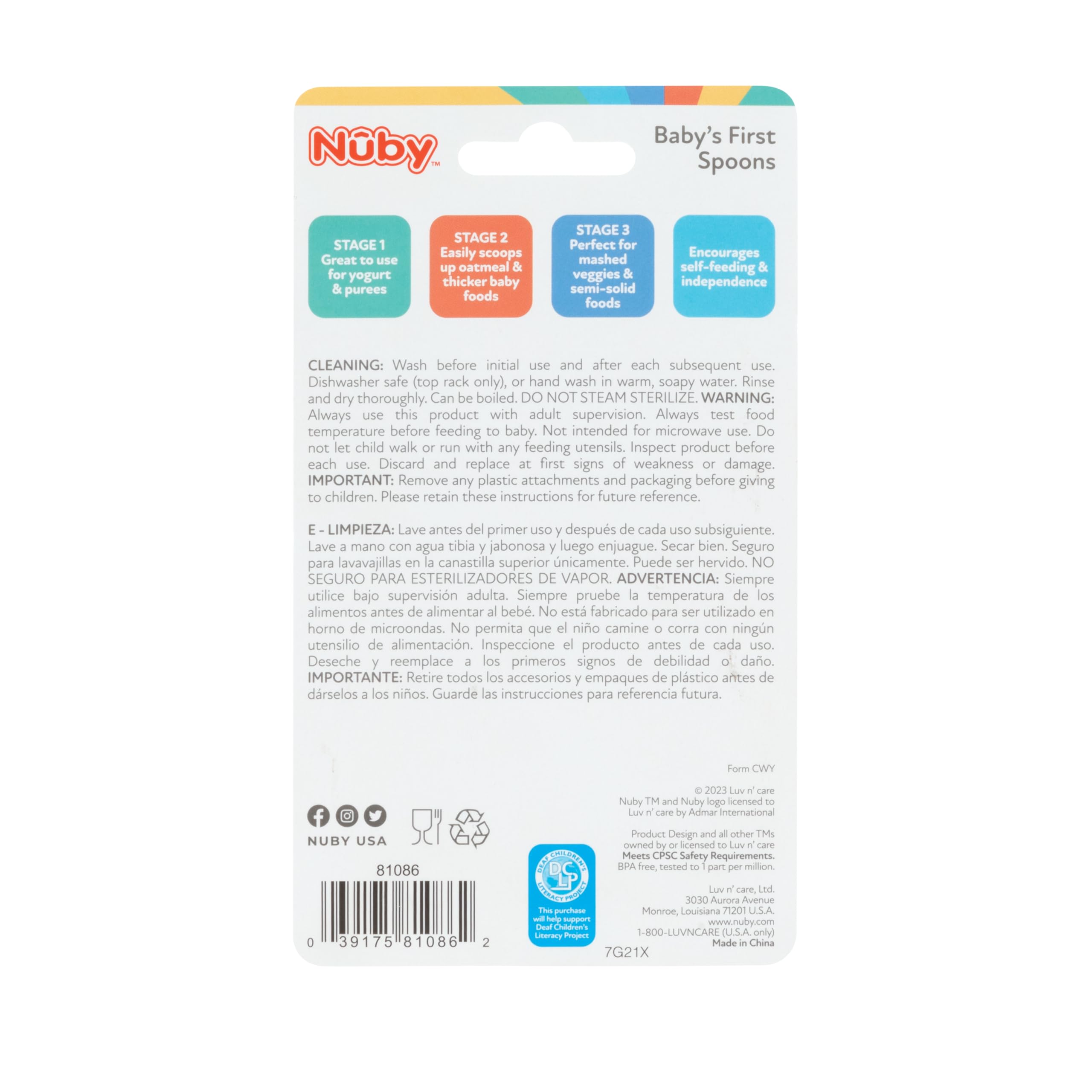 Nuby Baby's First Spoons ideal for home or on the go feeding.