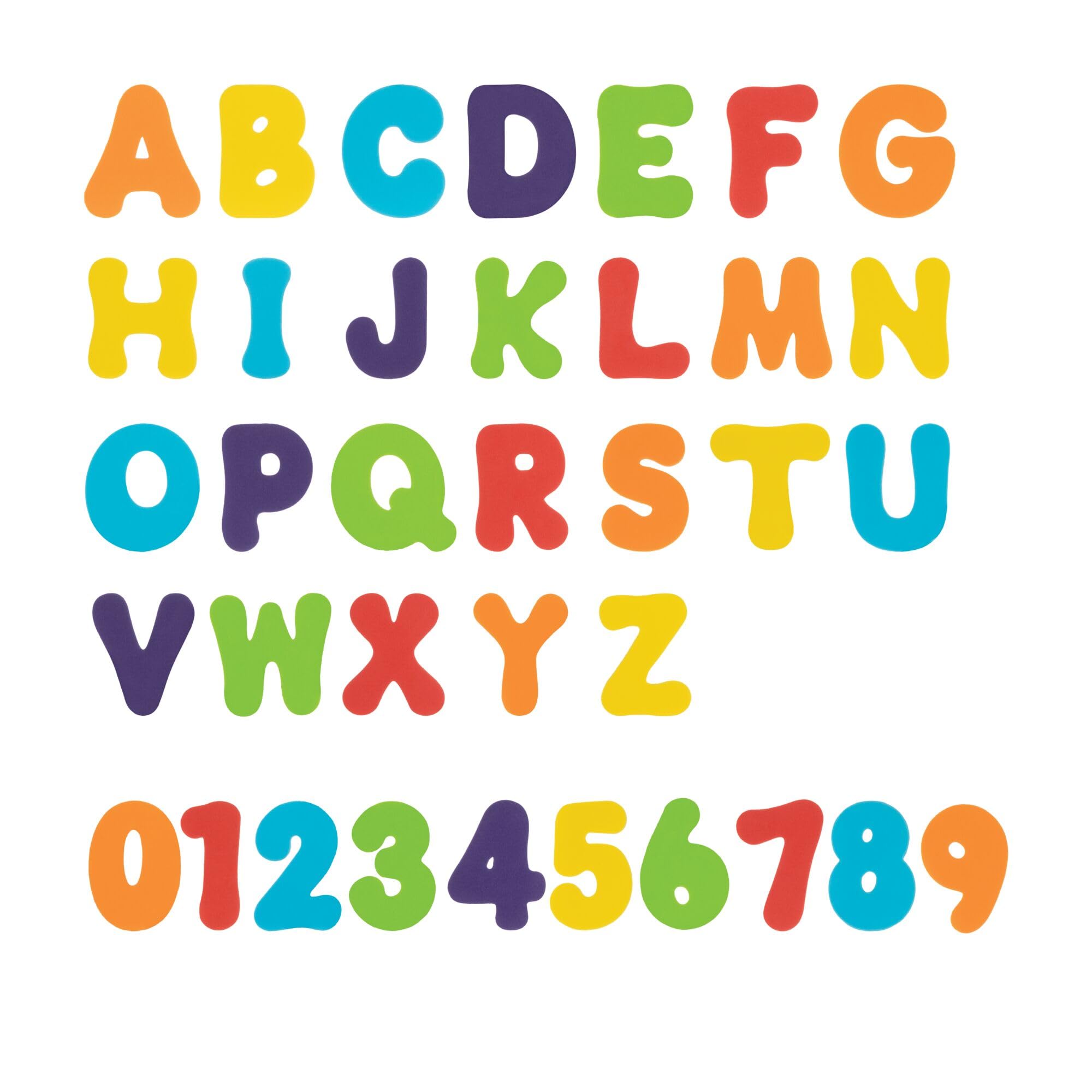 Nuby bath letters and numbers float in the tub for interactive learning.