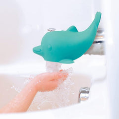 Nuby Bathtub Safety Spout Guard Dolphin front view provides gentle protection during baths
