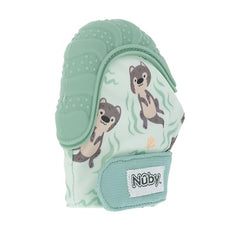 Nuby Happy Hands mitten otter texture stimulates baby senses during teething.