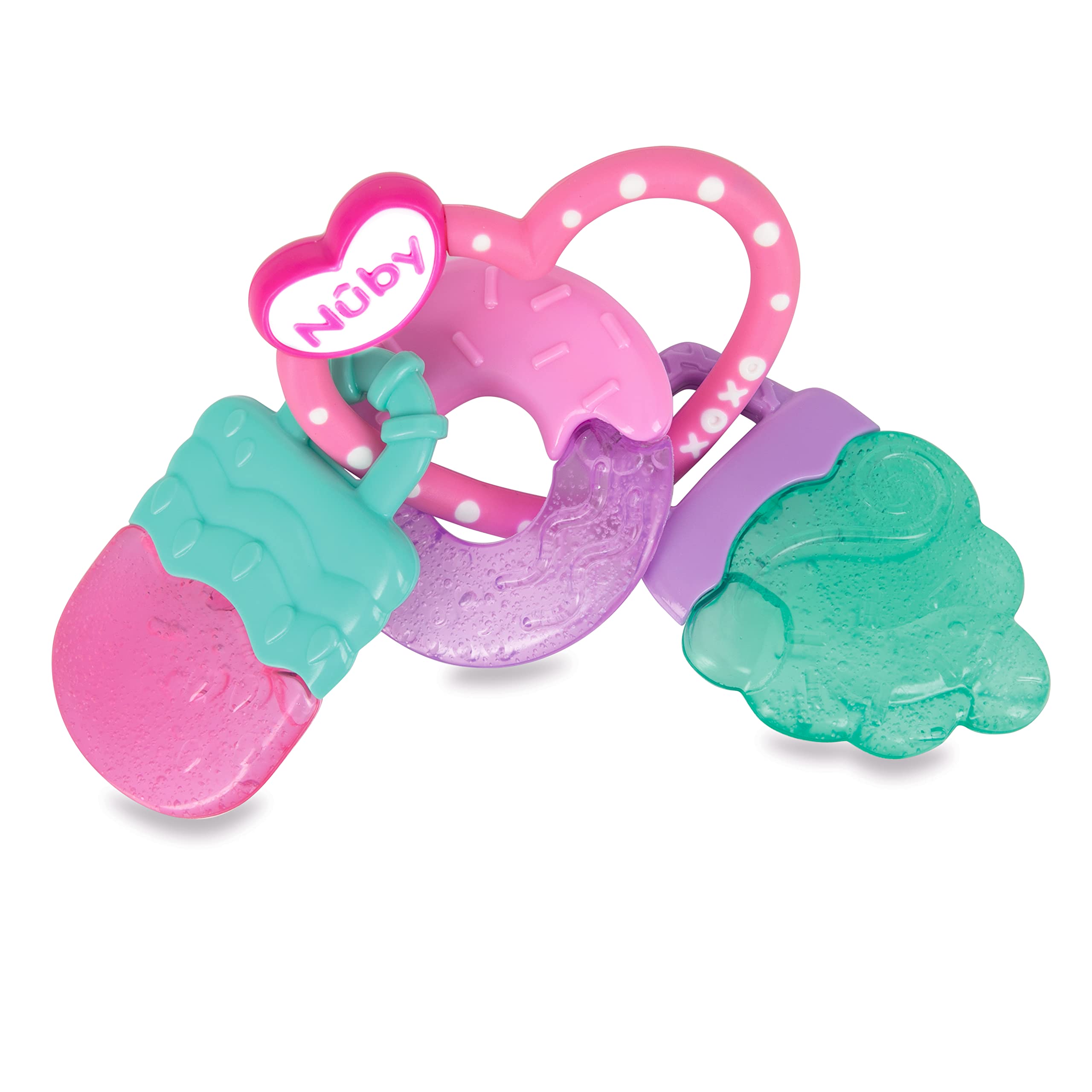 Nuby ICY Gel Teether Ring ice cream shape calms irritated gums.