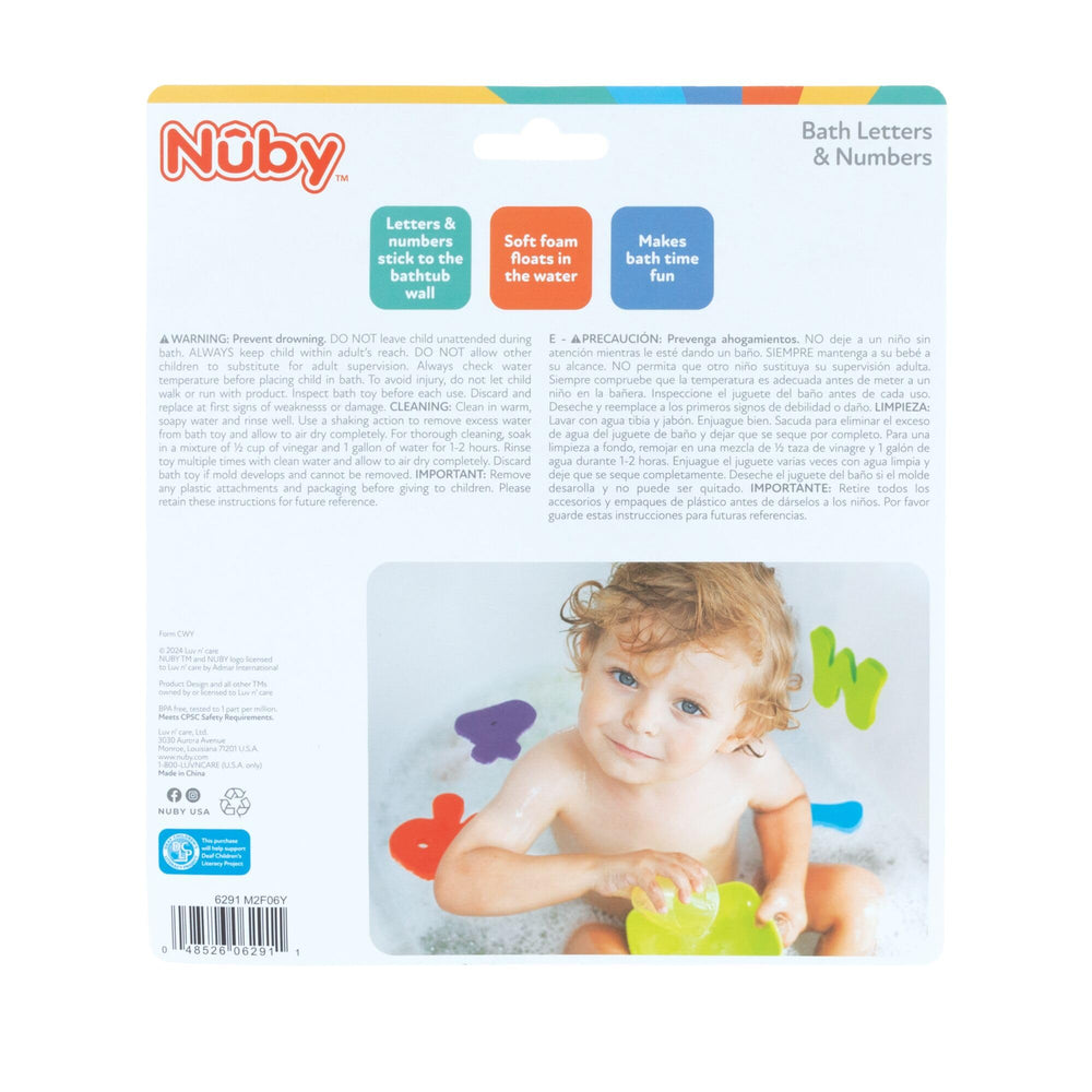 Nuby complete set displayed ready for learning moments during bath time.
