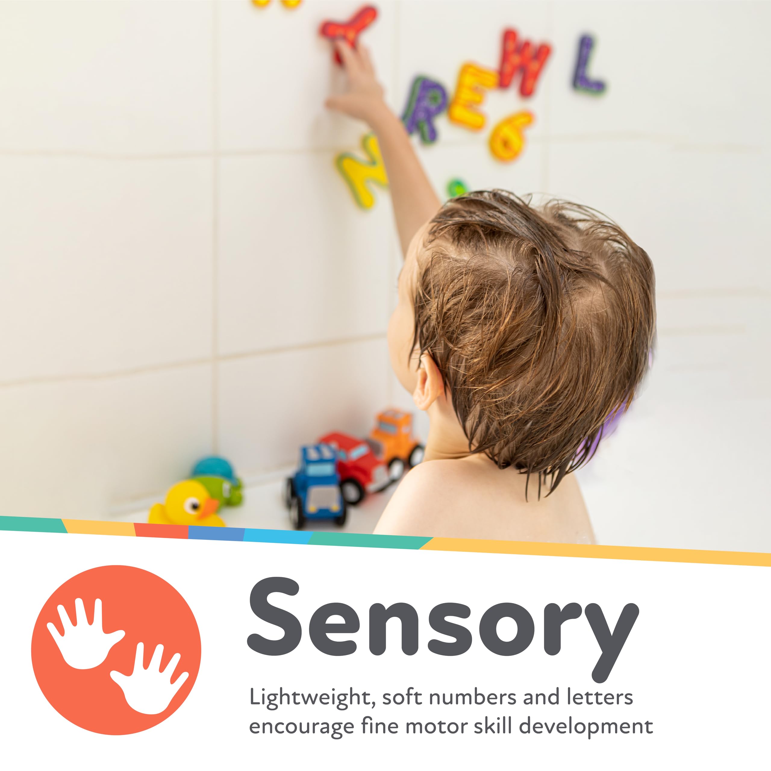 Nuby letters sticking to wet tub walls for interactive play