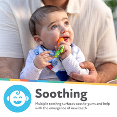 Nuby NanaNubs banana massaging toothbrush bristles close-up soothing gums during teething