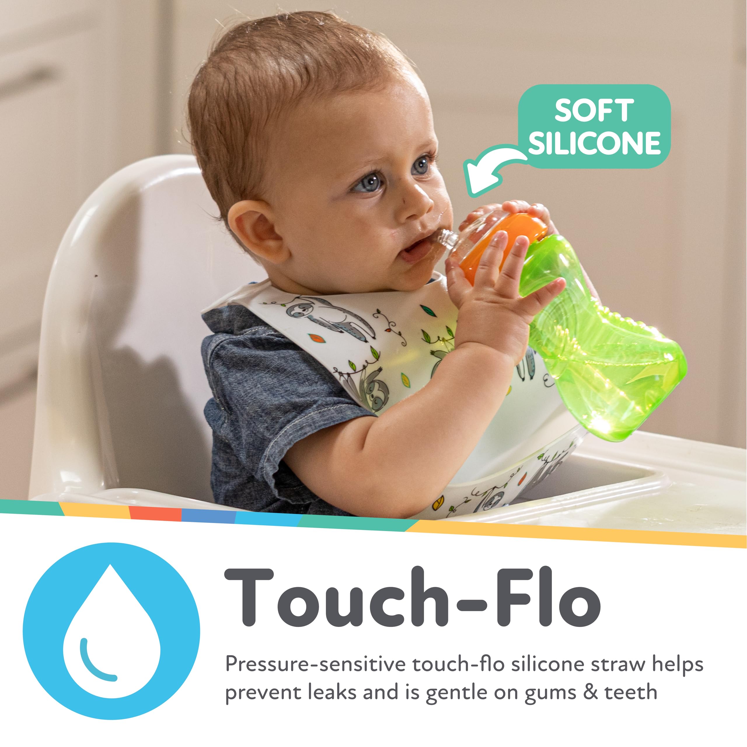 Nuby No-Spill Easy Grip Green Cup designed for little hands.