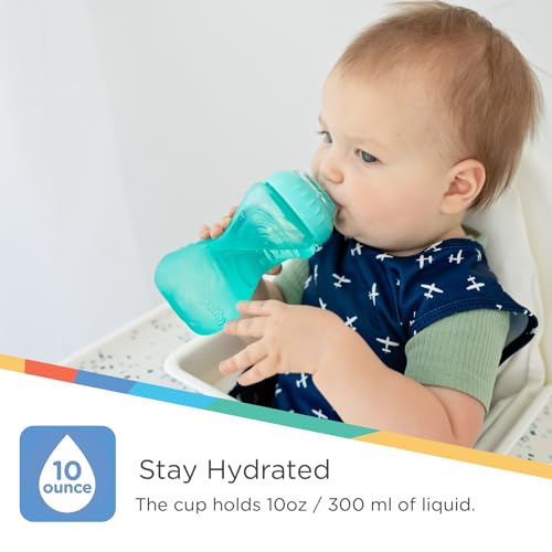 Nuby no-spill toddler sippy cup in coral promotes easy on-the-go sipping