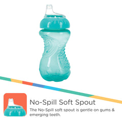 Nuby green sippy cup with grip-friendly design for small hands