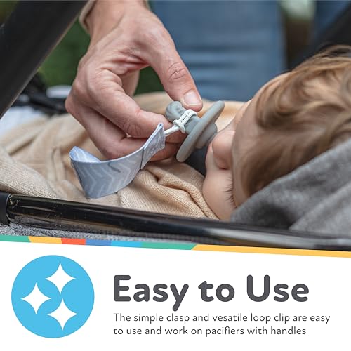 Nuby Pacifinder blue stars clip helps prevent lost pacifiers during outings