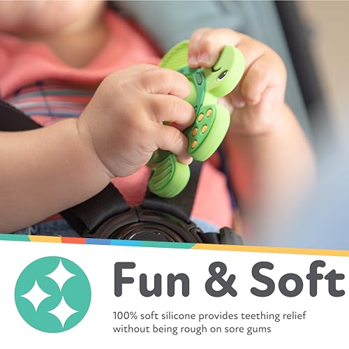 Nuby Teethe N' Pop Pop Center inviting babies to press and pop