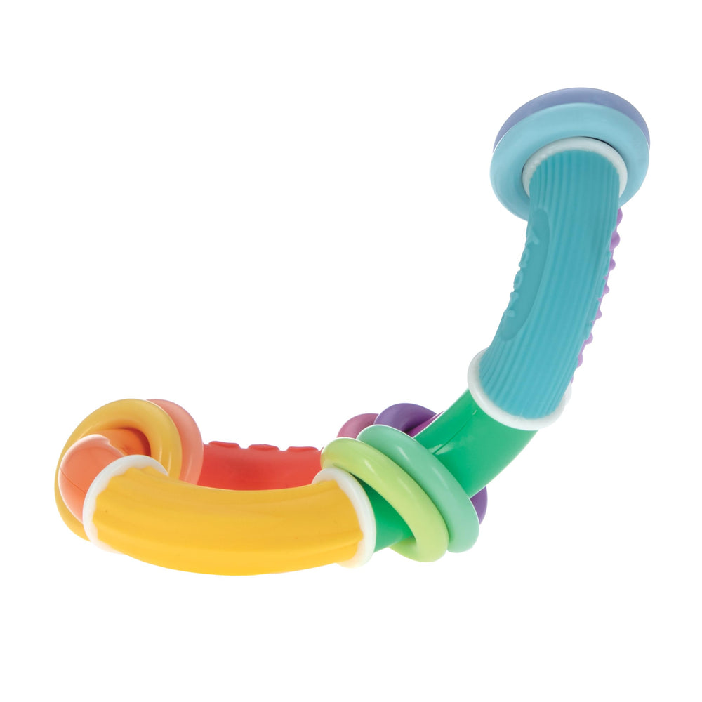 Nuby 6+ months teether promotes texture exploration and chewing relief