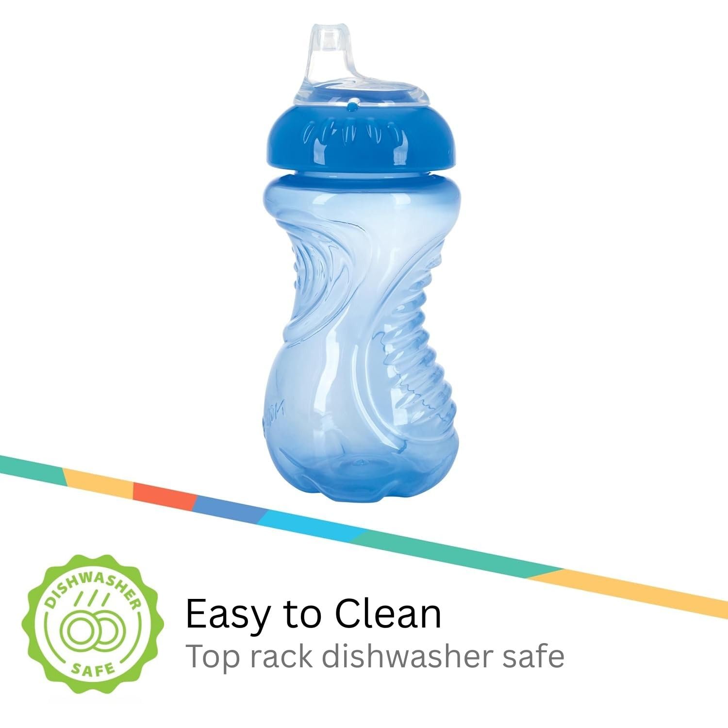 Nuby ergonomic-grip toddler cup demonstrates easy independent sipping