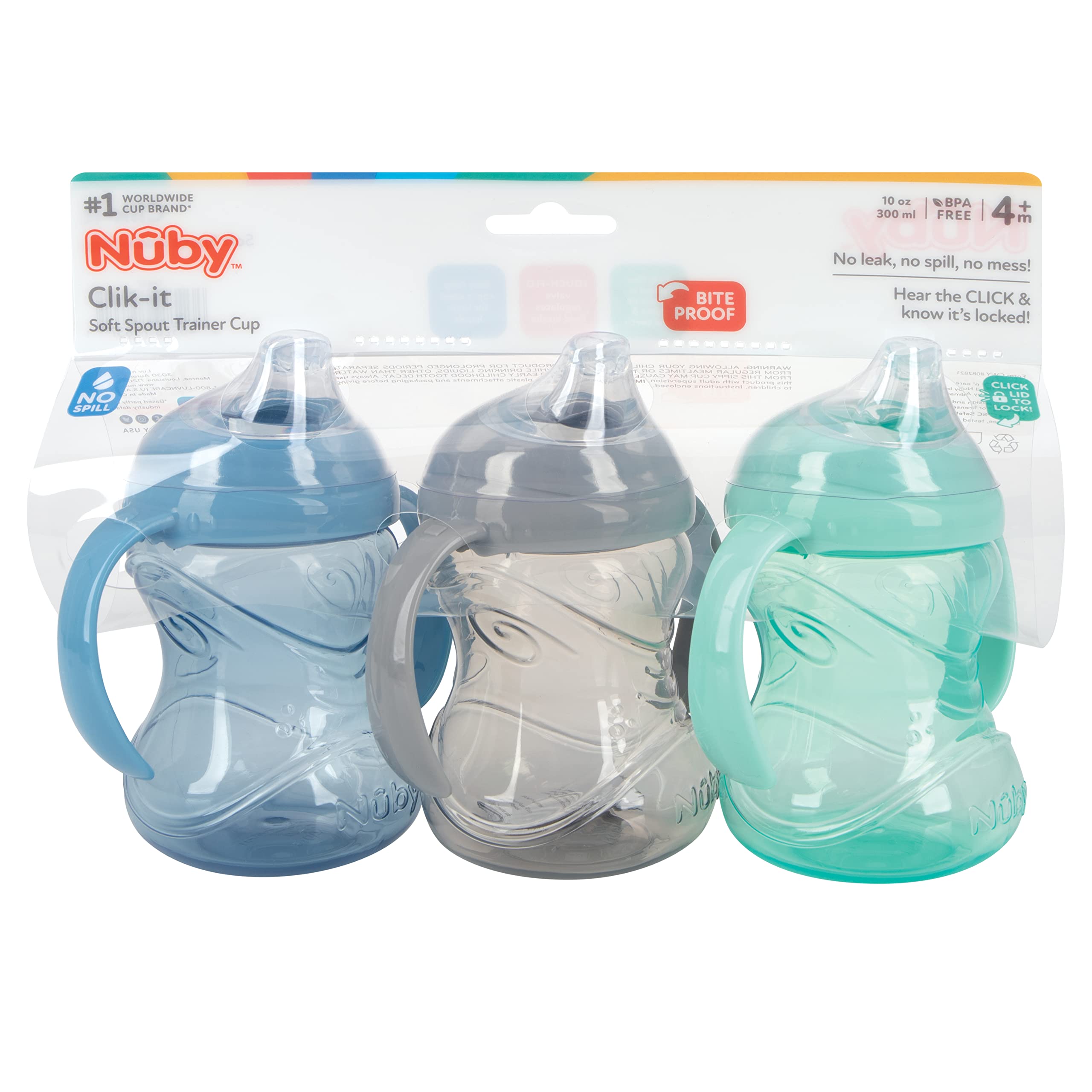 Nuby cup on a rack illustrating top-rack dishwasher safe cleaning