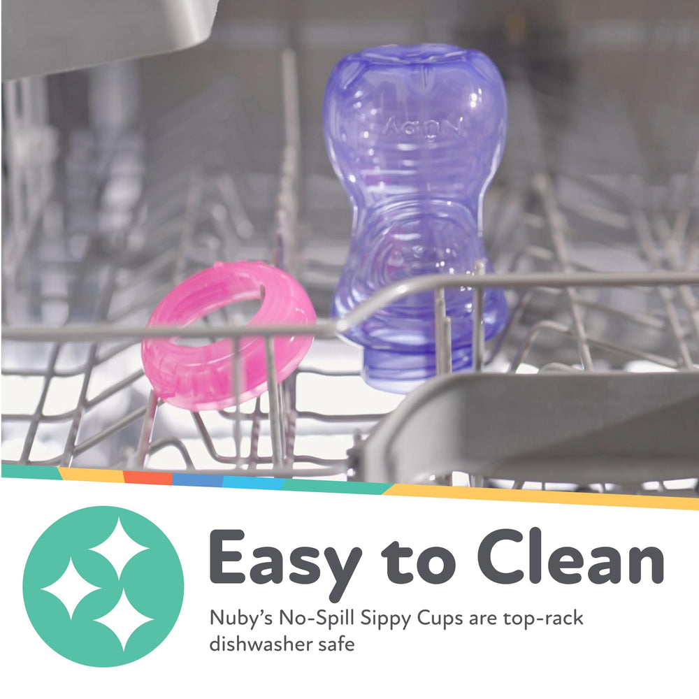 Nuby Touch-Flo valve detail on the sippy cup showing spill prevention.