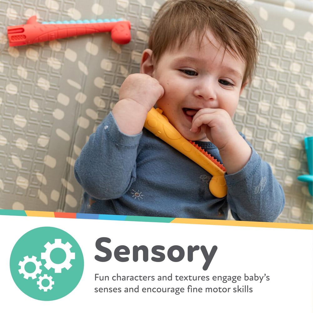 Nuby Tube Teether bright colors attract baby's attention during teething