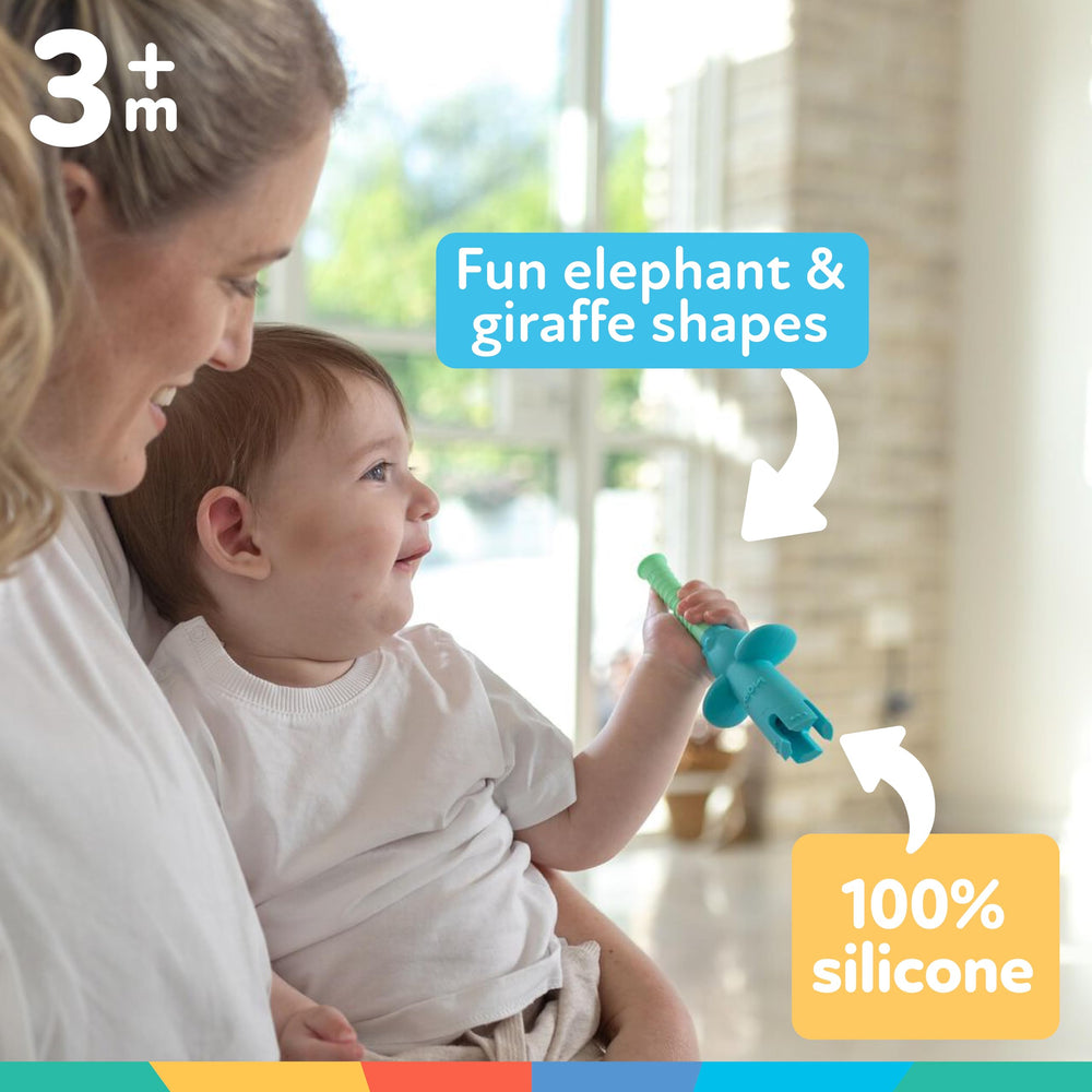 Nuby Tube Teether easy-grip design fits small hands