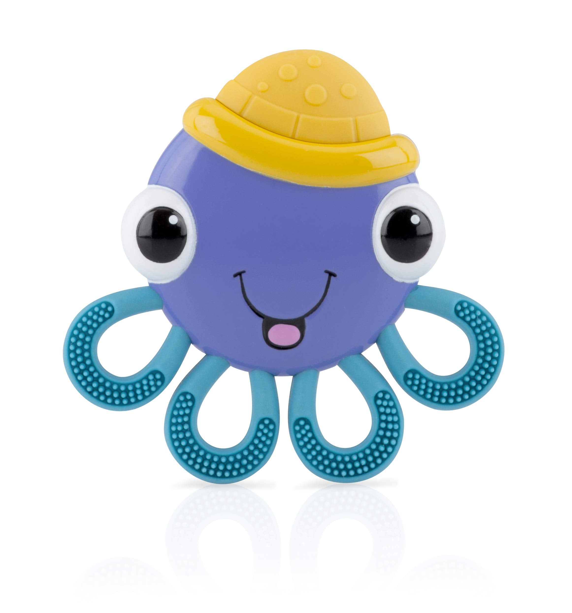 Nuby Vibe-eez octopus teether front view helps engage baby while teething.