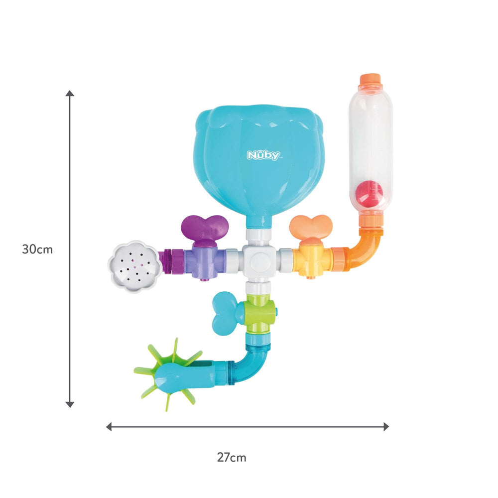Nuby Wacky Water Works easy-assembly design simplifies bath time prep for caregivers