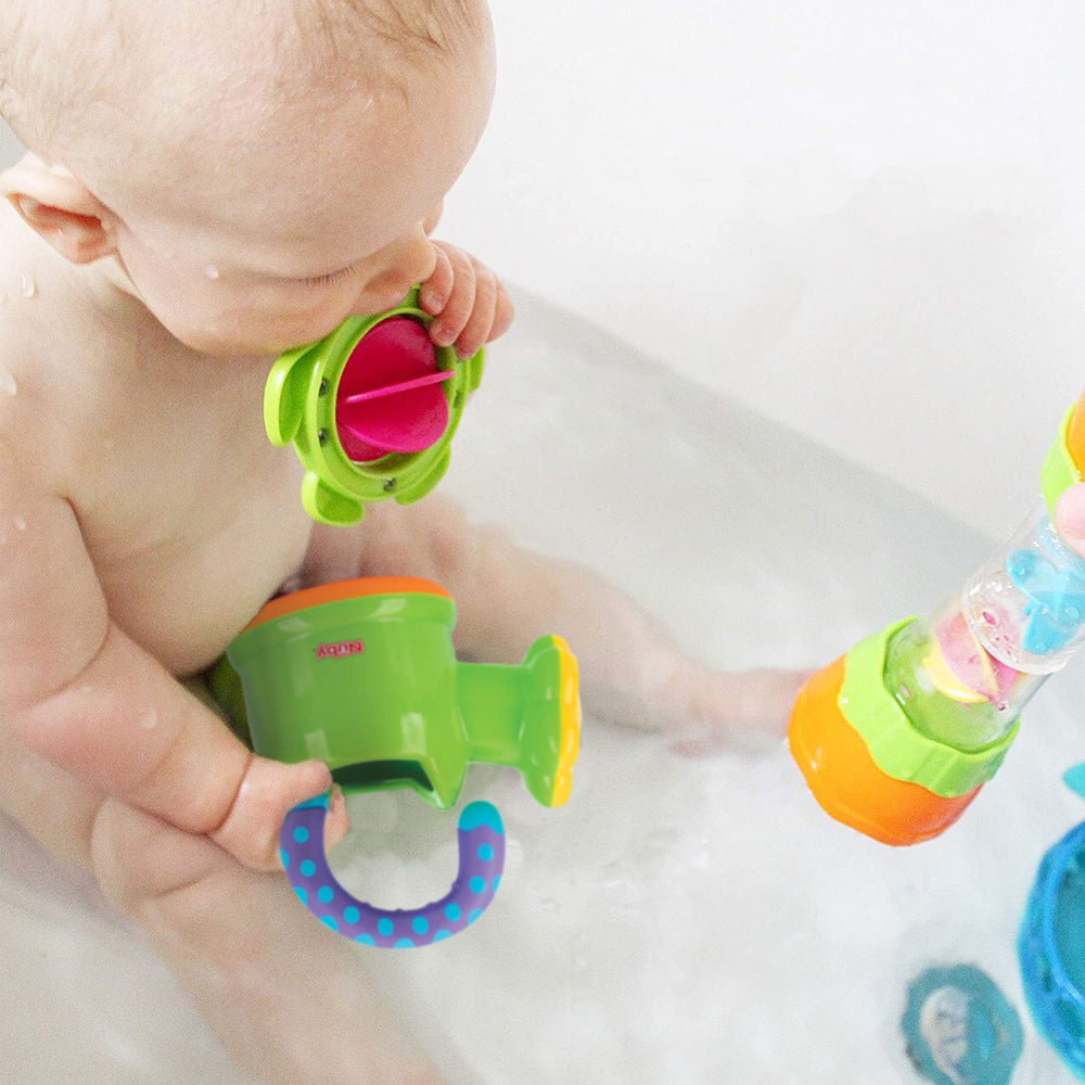 Nuby watering can bath toy splash moments during bath time