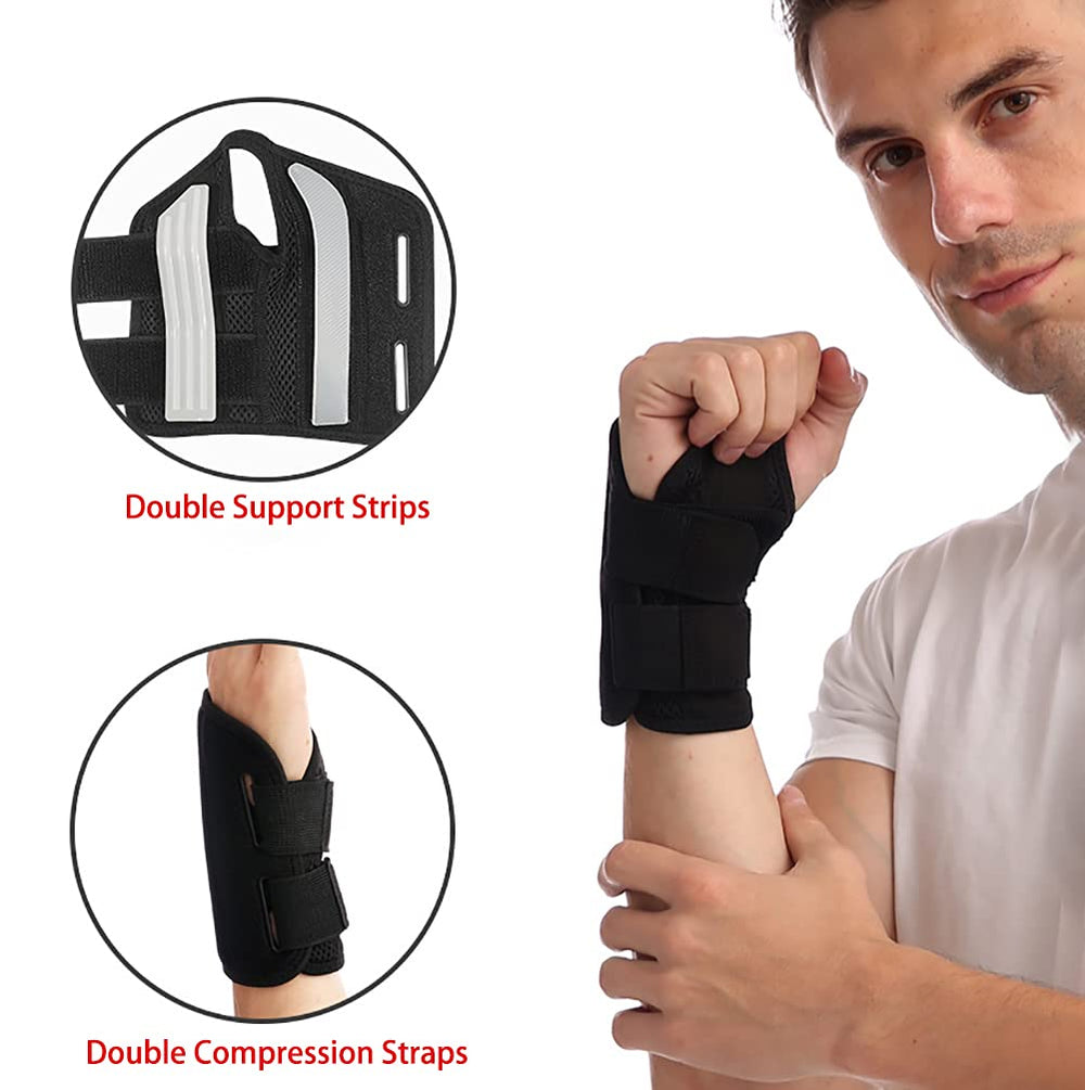 NuCamper wrist brace featuring two splints for stable alignment