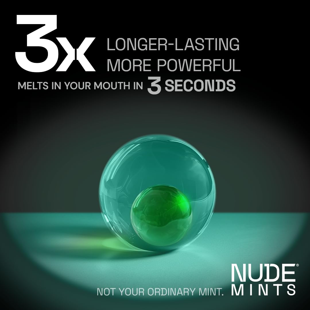 NUDE MINTS close-up reveals refreshing flavor and texture.