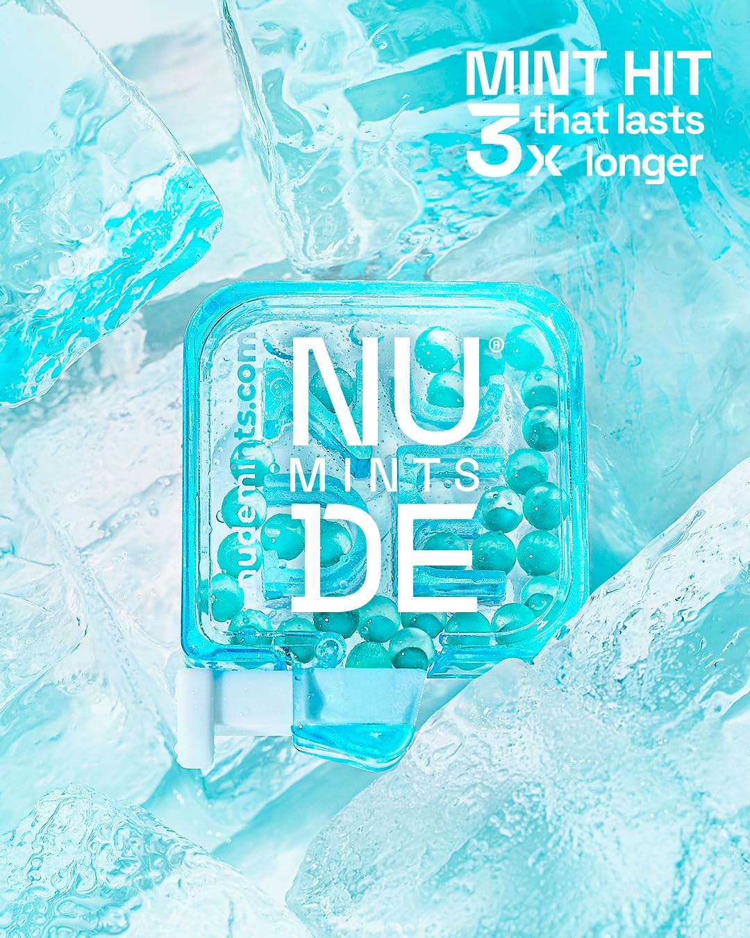 NUDE MINTS travel case open for discreet freshness on the move.