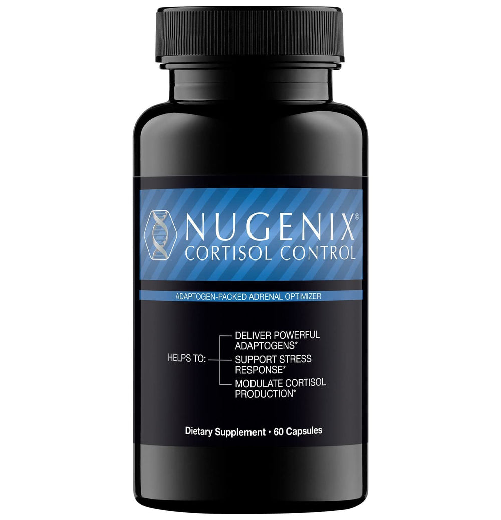 Nugenix Cortisol Control bottle-cap close-up for secure daily use and stress support.