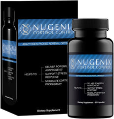 Nugenix Cortisol Control bottle-label front highlighting key ingredients and benefits.