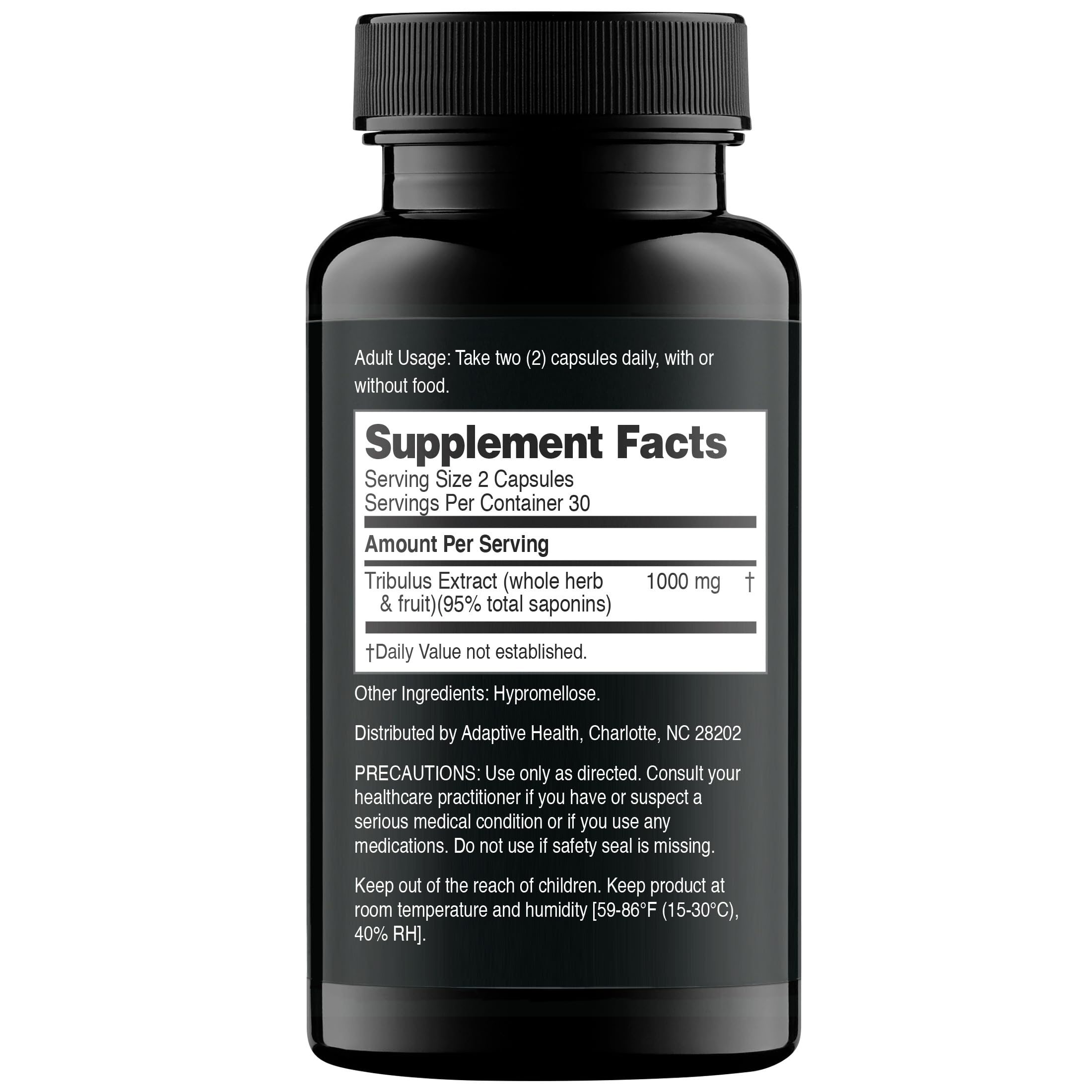 Close-up of Nugenix Essentials Tribulus label showing 95% saponins potency.