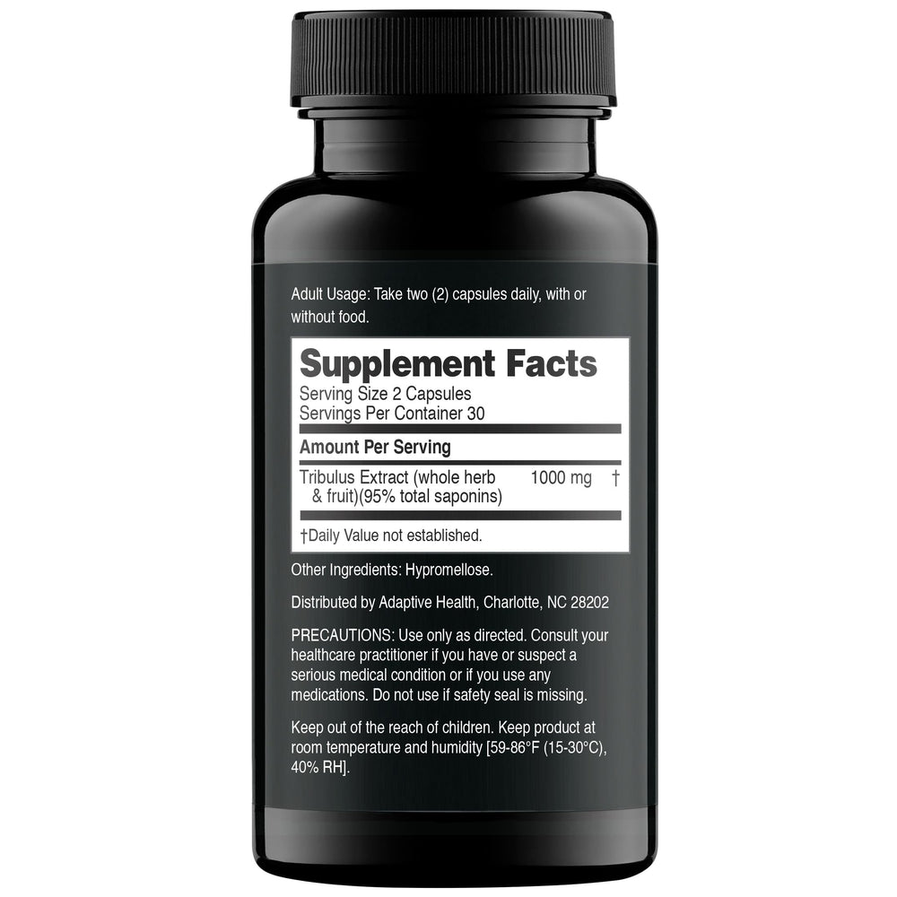 Close-up of Nugenix Essentials Tribulus label showing 95% saponins potency.