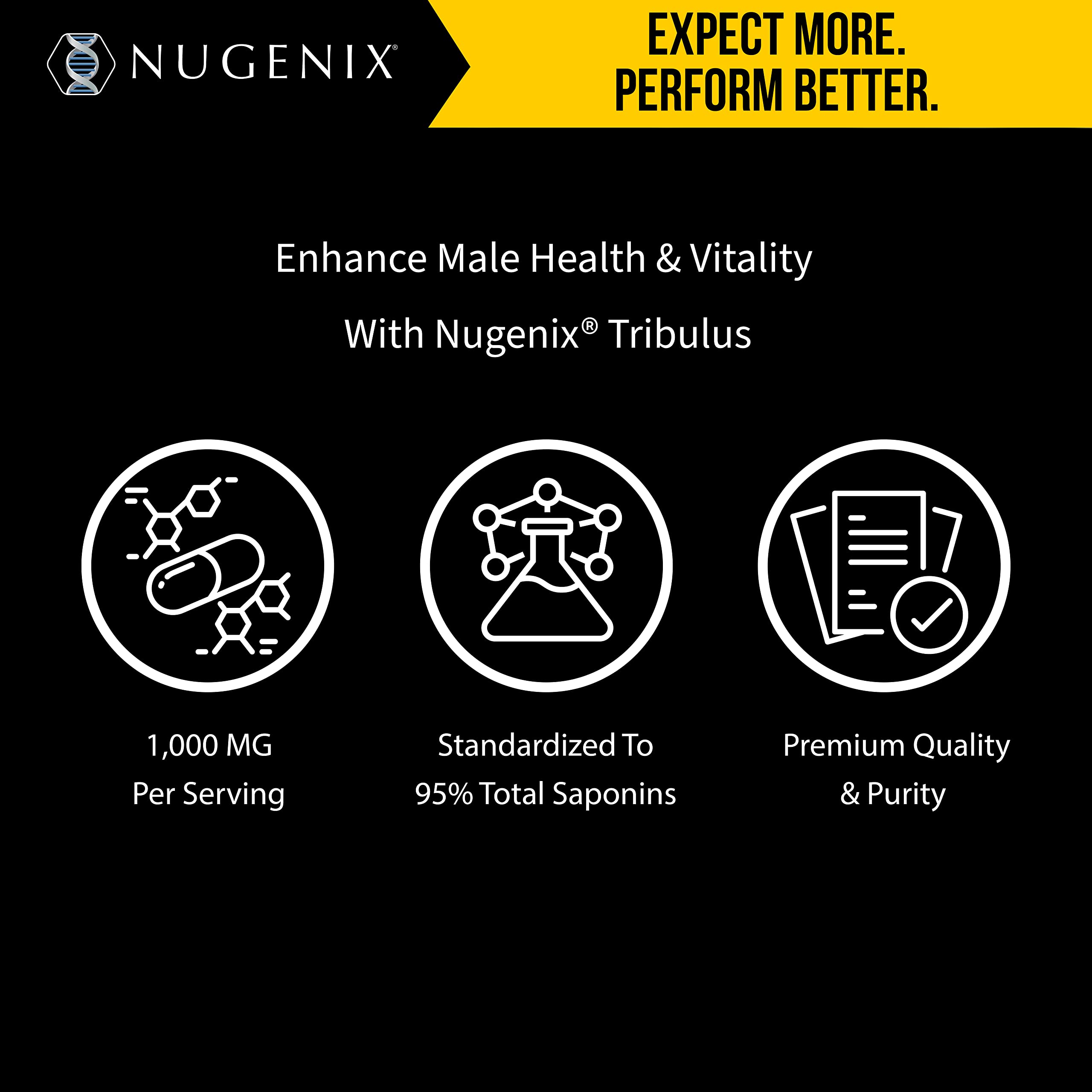 Nugenix Essentials Tribulus label close-up highlighting clean, gluten-free formula.