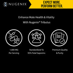Nugenix Essentials Tribulus label close-up highlighting clean, gluten-free formula.