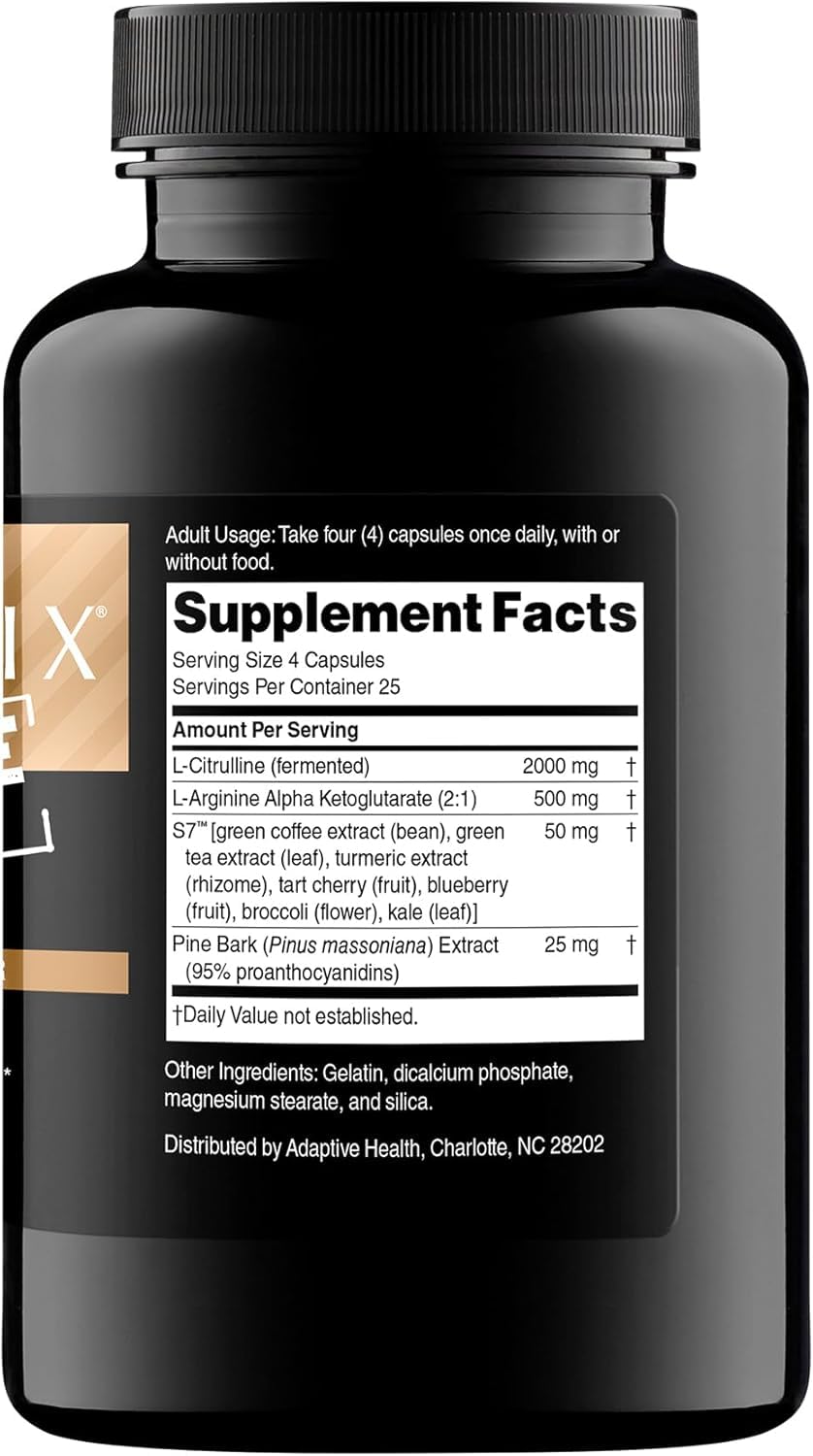 Nugenix Nitric Oxide Booster bottle back shows ingredients and directions