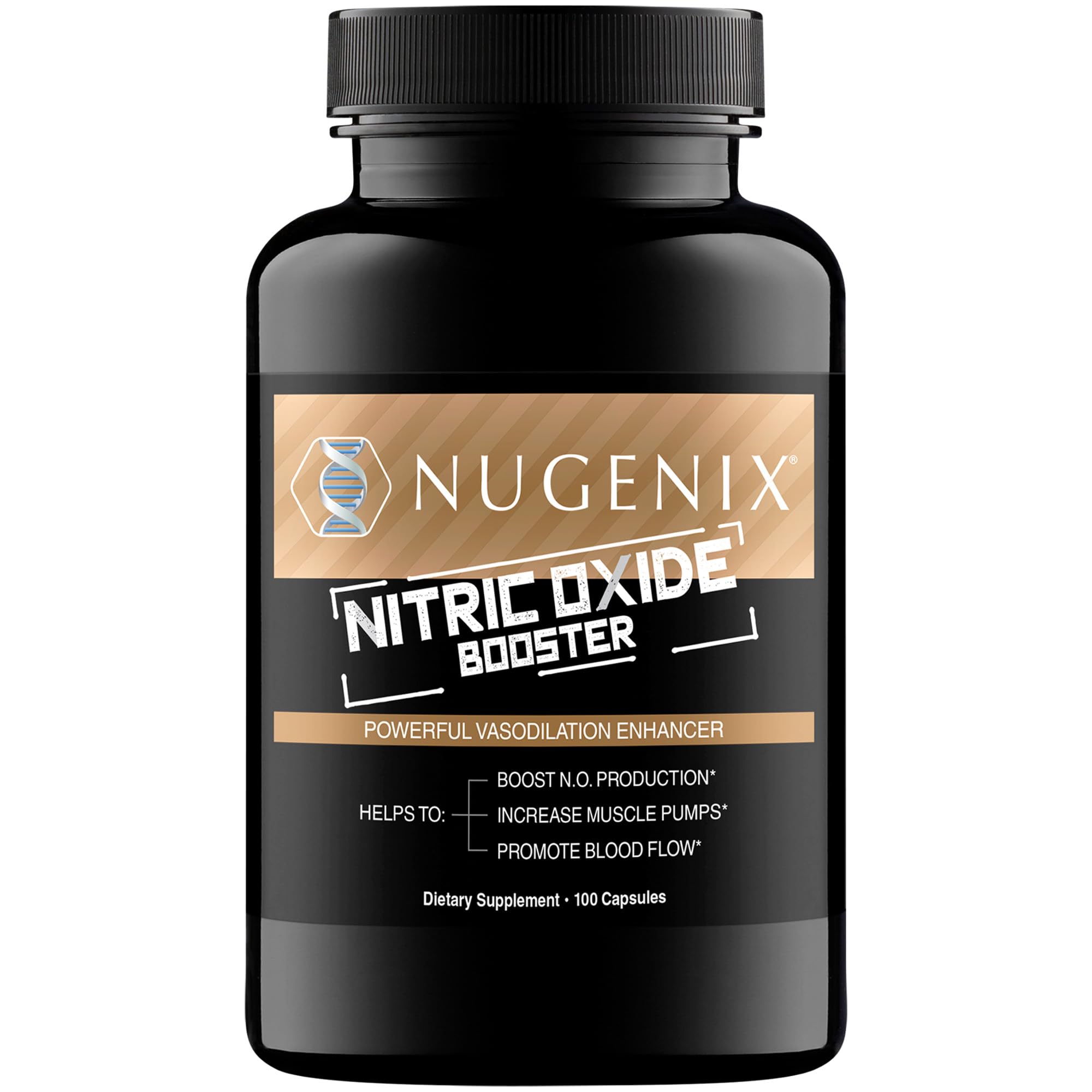 Nugenix Nitric Oxide Booster bottle front signals performance support and everyday energy