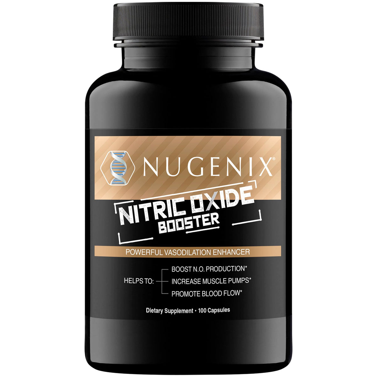 Nugenix Nitric Oxide Booster bottle front signals performance support and everyday energy