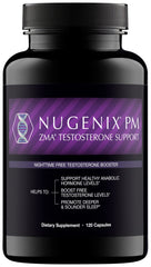 Nugenix PM ZMA bottle front view highlighting premium nighttime formula