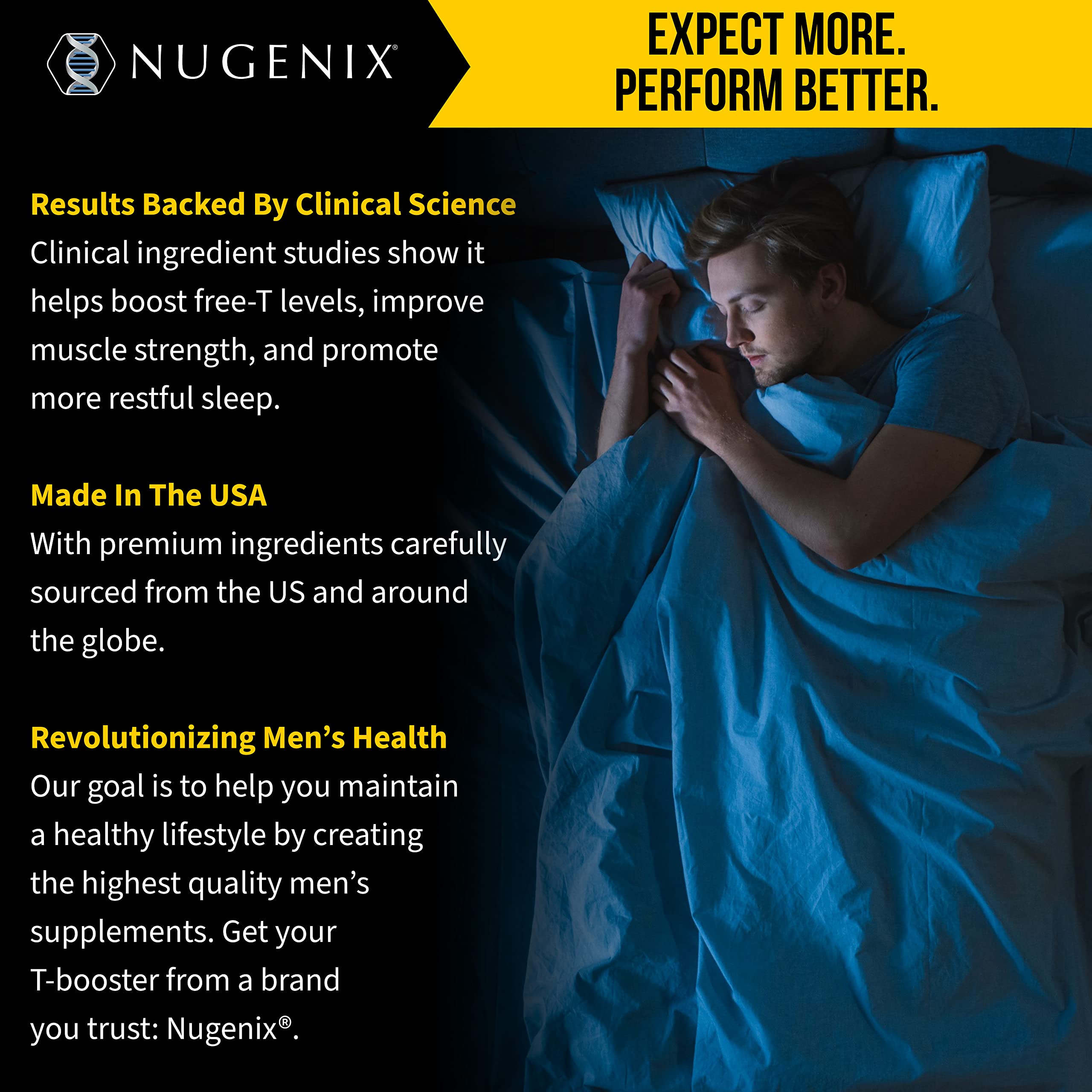 Nugenix PM ZMA on a nightstand with calm ambience