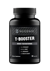 Nugenix T Booster bottle front emphasizes performance support for men