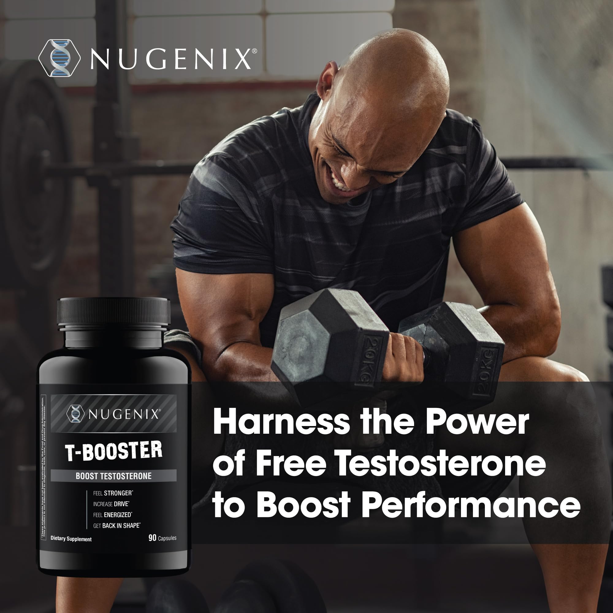 Nugenix T Booster bottle pour demonstrates convenient daily intake
