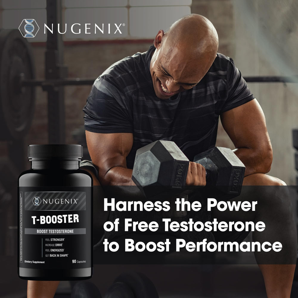 Nugenix T Booster bottle pour demonstrates convenient daily intake