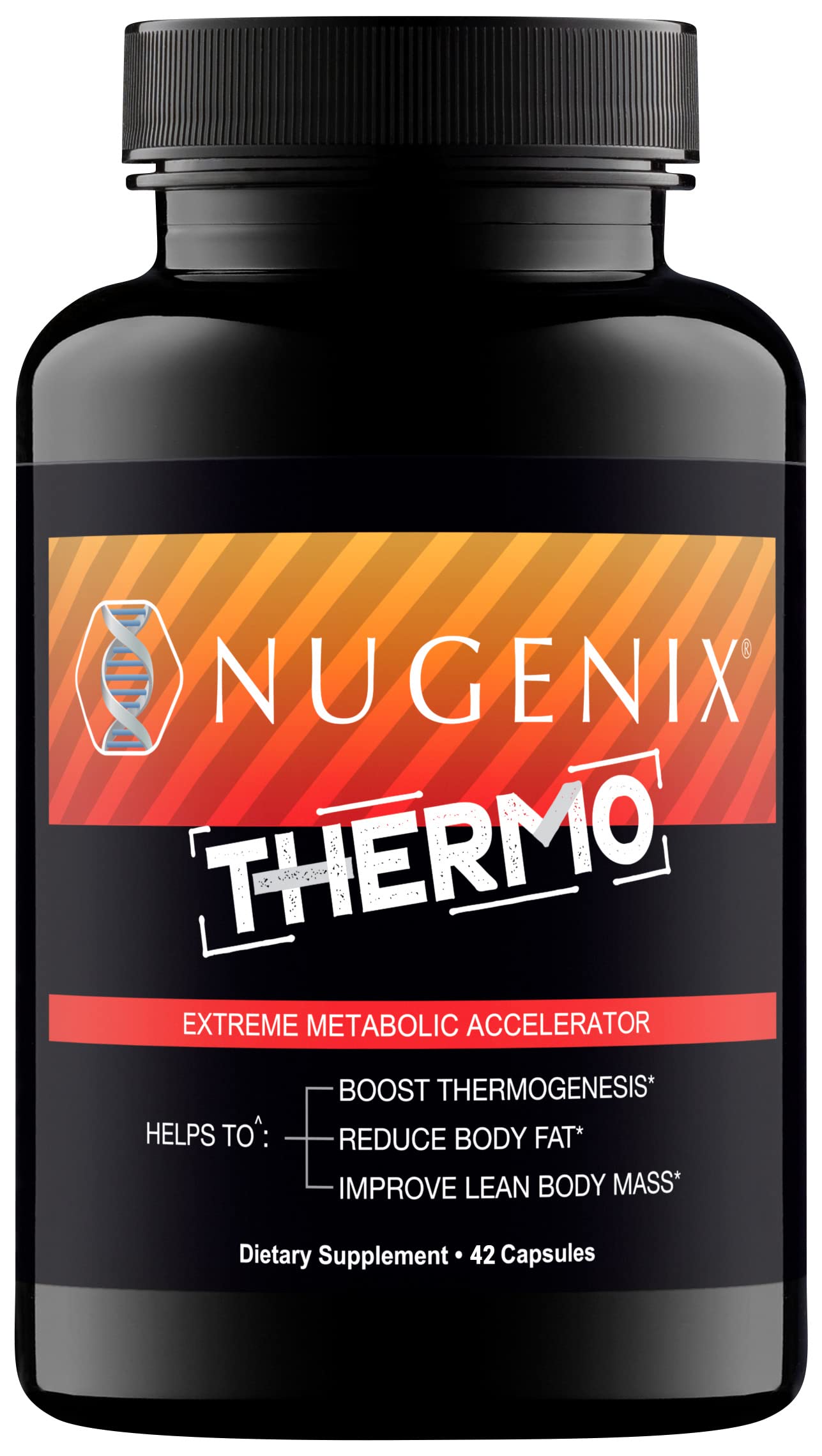 Nugenix Thermo bottle close-up showing energy support for workouts