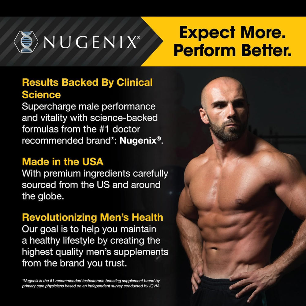 Nugenix Thermo-X packaging shows USA-made GMP-compliant production.