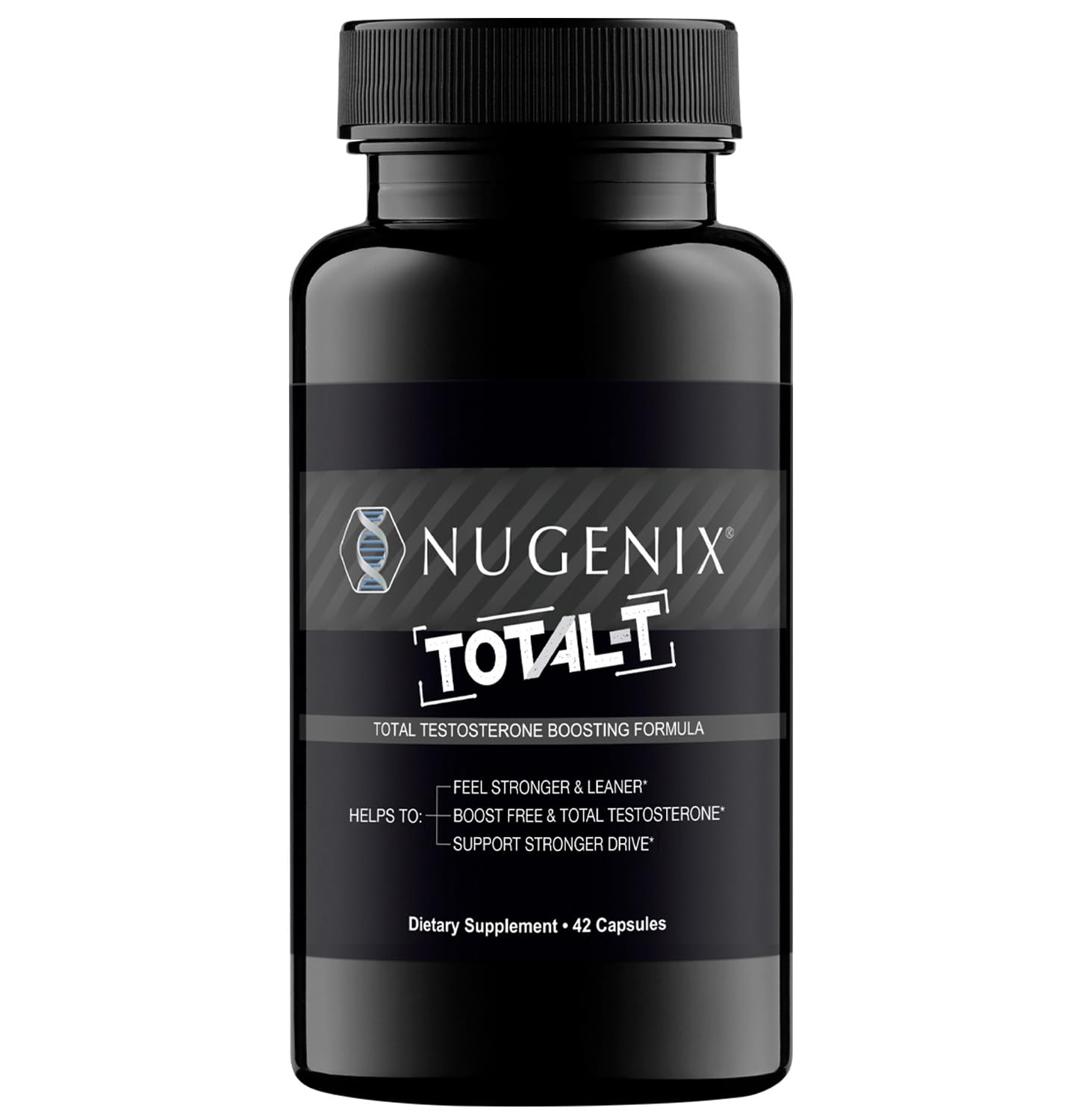 Nugenix Total-T bottle front view for easy daily use