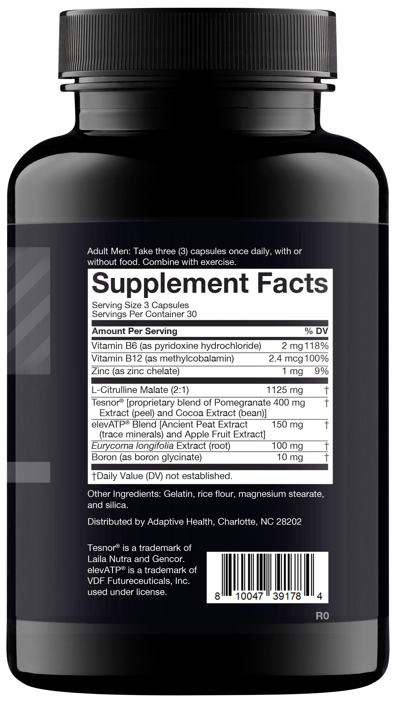 Nugenix Total-T label closeup highlighting Tesnor and elevATP for energy support