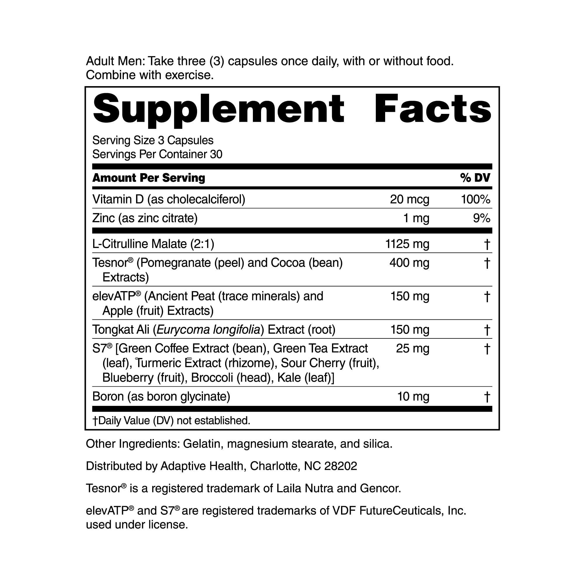 Nugenix Total-T2 label close-up highlighting Tesnor and ElevATP benefits.
