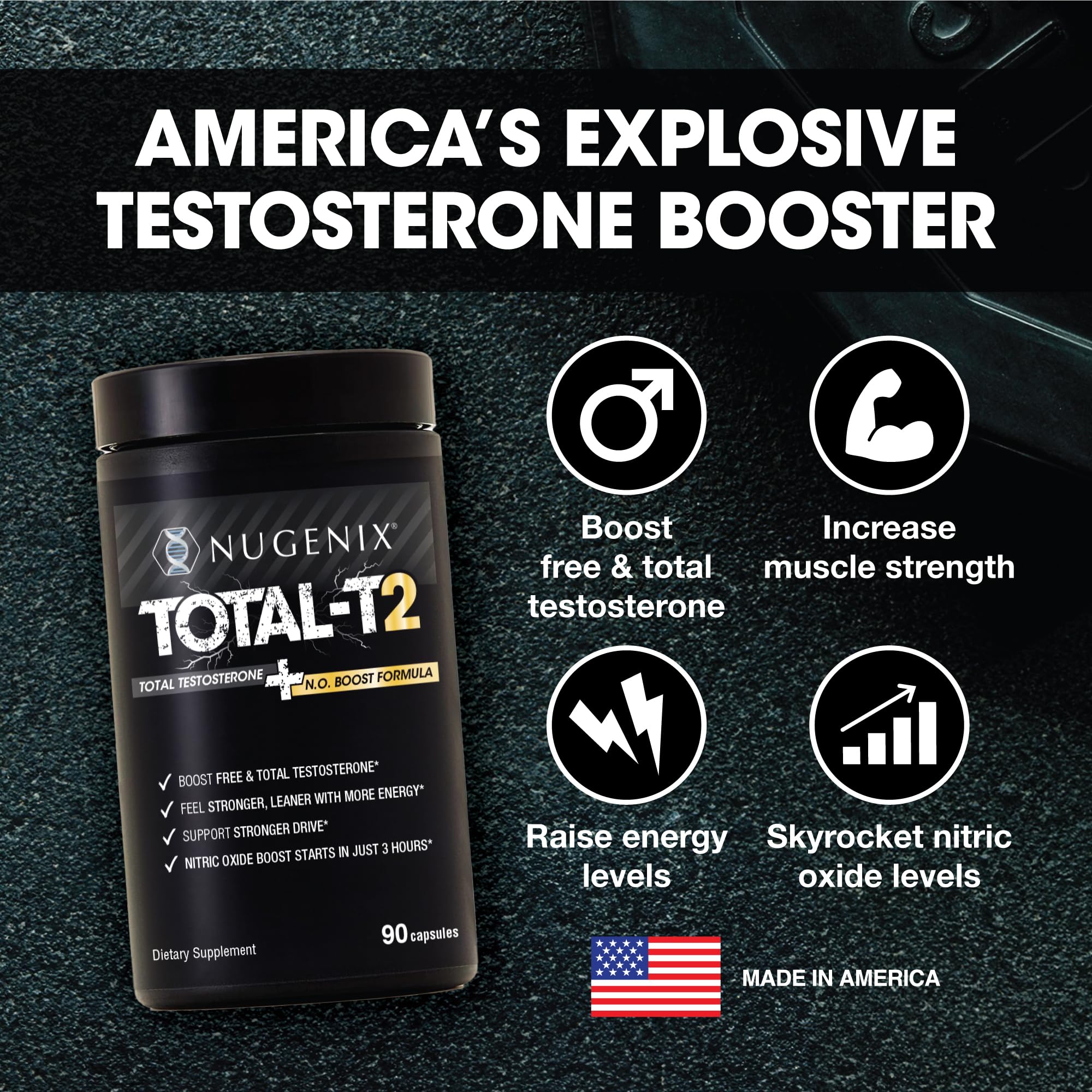 Nugenix Total-T2 Tesnor blend close-up indicating testosterone support potential.