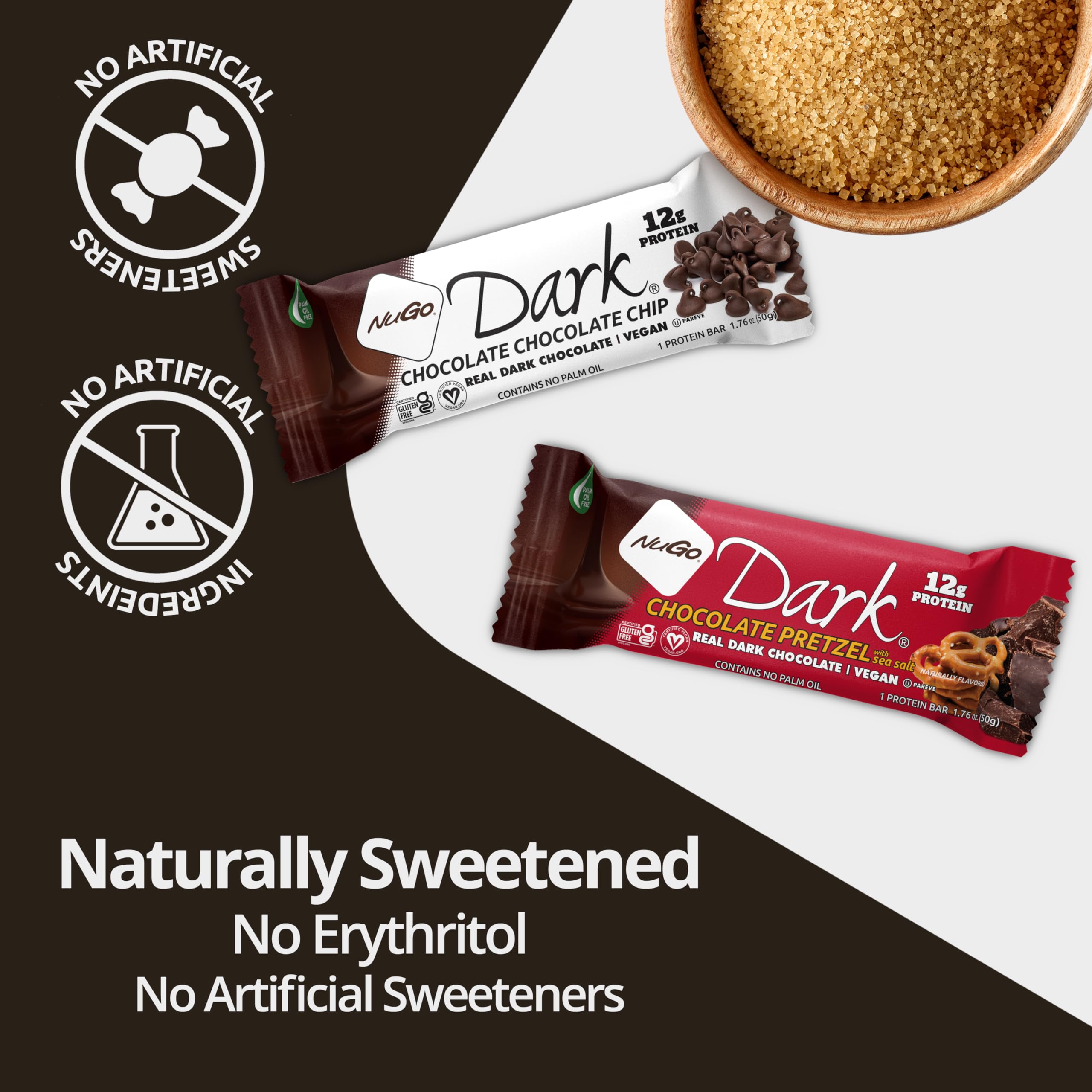 NuGo Dark gluten-free label on packaging for safe snacking