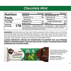 NuGo Slim Dark Chocolate Mint bar break shows rich cocoa and mint flavor with high protein.
